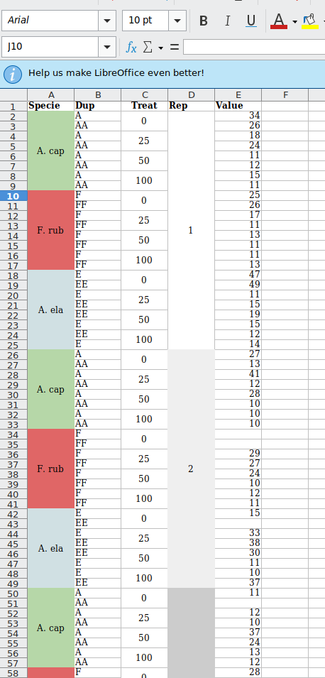 Excel with merged cells